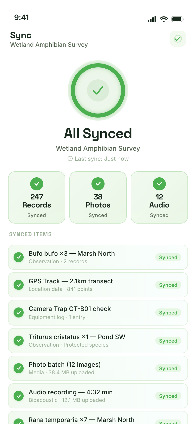 All data synced successfully
